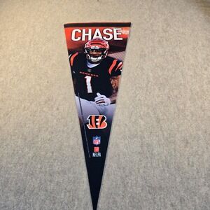 Ja'Marr Chase Cincinnati Bengals NFL Pennant 12x28 Football Wall Decor Black ORN